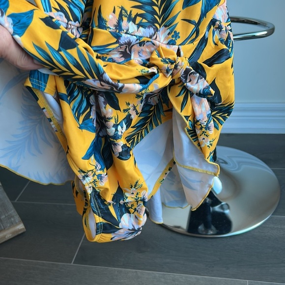 SHEKINI Floral Tummy Control One Piece Skirted V Neck Swimsuit Size L - Picture 6 of 16